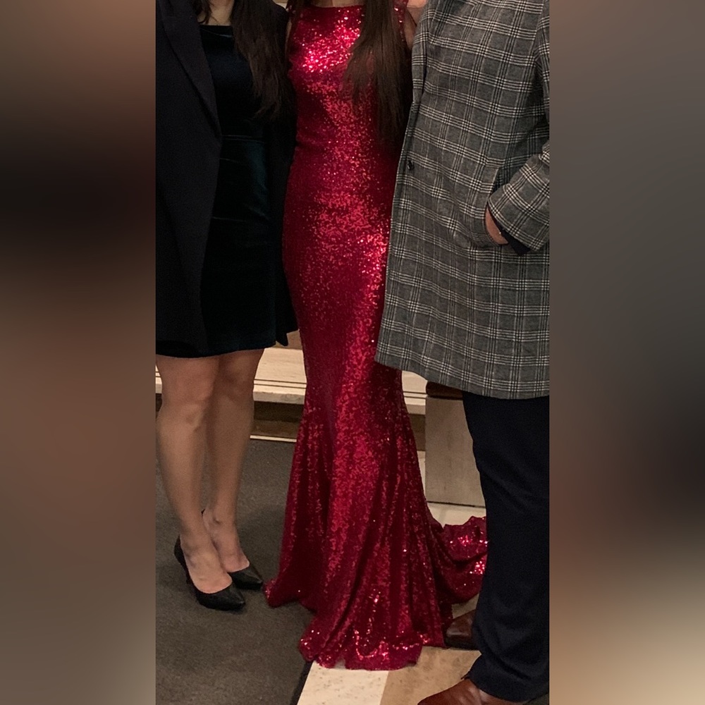 Red evening gown from alamour the label